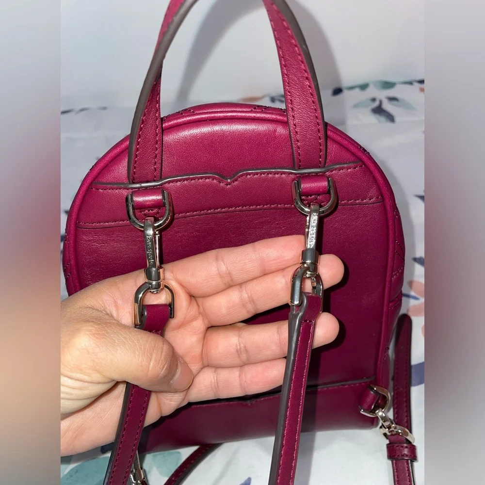 ♠️Kate Spade Natalia Mini Convertible Backpack Cherry Wood Crossbody Quilted - Picture 6 of 15